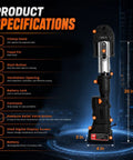 Heavy Duty 18V Electric Pipe Crimping Tool Kit With 60KN Force And High Carbon Steel Head showing specifications with dimensions and features.