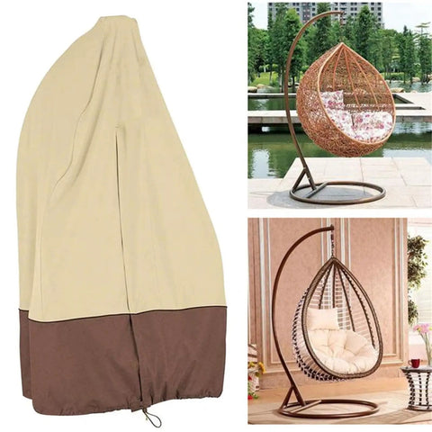 Durable Patio Egg Chair Cover With Zipper Fits Most Hanging Egg Swing Chairs 75 Inch High By 45 Inch Deep Waterproof Windproof Weather Resistant Beige