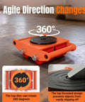 4 Pack Heavy Duty Machinery Mover Set With 20000 Lbs 10 Tons Capacity Carbon Steel Skates 360 Degree Rotation And Non Marking PU Wheels