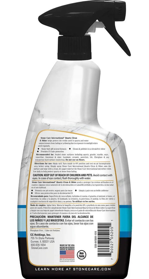 Quartz Countertop Clean And Shine Spray For Sealed Stone Surfaces PH Neutral Gentle On Quartz Prevents Fading From Sunlight Cleans Shines And Protects Your Kitchen Counters Looking Fresh. 1-pack spray bottle