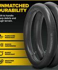 Fat Tire 20x4.0 Inner Tube Set With Schrader Valve For Mountain Bikes And E Bikes, showcasing durability features.