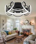 Modern living room with Bladeless Ceiling Fan With Lights And Remote, Ultra Quiet With Six Speeds And Stepless Dimming, installed.