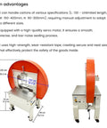 No Sweat Cross Shape Full Circle Case Sealer Machine 0 To 15 Pcs Min Electric Cart Taping Dispenser for small business shipping, detailed dimensions shown.