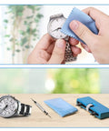 Watch Battery Replacement Kit With Back Opener And Spring Bar Tool, Rotate Open Case, Strap Removal, Case Opener displayed.