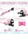 Portable Telescopic Kids Fishing Pole Set For Boys And Girls 2 Pack With Rod And Reel Includes Tackle Box Fishing Net Travel Bag And Collapsible Bucket Kid Friendly Easy Carry Toddler Youth Beginner Fishing Kit with pink EVA grip handle, pre-spooled reel, and instruction manual.