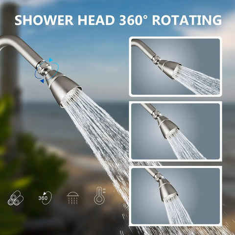 Outdoor Shower Kit With Two Handle Exposed Shower Brass Valve 3 Inch Center Showerhead Soap Dish Brushed Nickel Durable Corrosion Resistant For Pool Patio Beach House Easy Install