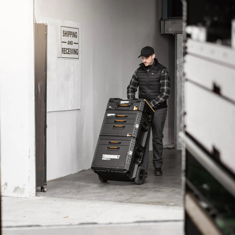 Heavy Duty Two Drawer Rolling Tool Hauler With Secure Padlock And 240 Pounds Capacity Nine Inch Smooth Rollers Keep Your Gear Locked Down Tight For Jobsite Crews Anywhere They Travel