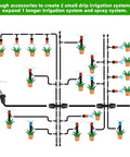 240 Feet DIY Automatic Drip Irrigation Kit For Garden Greenhouse And Patio With Adjustable Emitters setup diagram