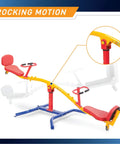 Spinning Teeter Totter Playground Set For Kids 360 Degree Rotation Teeter Totter With Impact Absorbing Seats red yellow blue