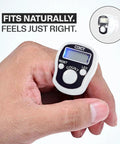 Rock Solid Manual Tally Counter With Bright Led Screen For Night Reads And Instant Reset in a hand, displaying score 7.