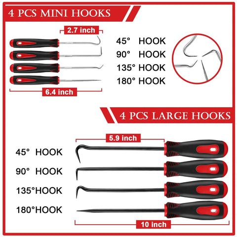 17 Piece Pick And Hook Set With Trim Removal Tool, Clip Pliers, Fastener Remover, Scraper And Magnetic Telescoping Tool Kit For Automotive Repair, Upholstery And Electronics Maintenance, The Must Have Handy Set
