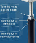 Detailed view of Heavy Duty Two Pack U Shaped Floor Jack, highlighting height adjustment nuts and locking features.