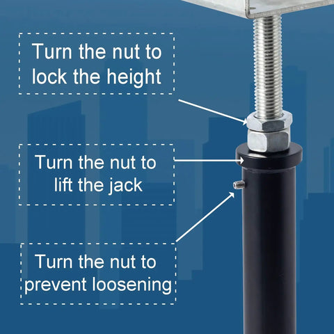 Detailed view of Heavy Duty Two Pack U Shaped Floor Jack, highlighting height adjustment nuts and locking features.