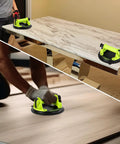 DEWINNER 8-inch glass suction cups, 2-pack with neon-green handles and black bases; heavy-duty vacuum lifter.