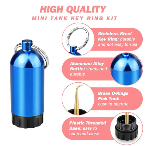 Mini Aluminum Alloy Scuba Dive Tank Key Ring With Brass O Ring Pick And Twelve O Rings Compact Valve Sealing Kit For Diving Gear Maintenance Blue Everyday Carry Field Repairs And Quick Seals On The Go with high-quality components.