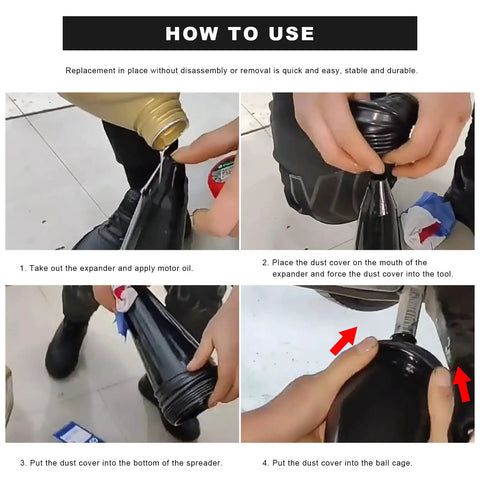 Instructions for CV Boot Installation Tool Expander Cone For Easy Universal Fit, step-by-step guide for use in car maintenance