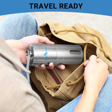 Effortless Pill Crusher For Multiple Tablets Metal Grinder And Tablet Pulverizer No Fuss On The Go Travel Friendly Creates Fine Powder For Feeding Tubes Pets And Everyday Use in a backpack