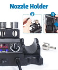 Compact Hot Air Rework Station Kit with Integrated Nozzle Holder, 3 Nozzles and 2 Tweezers, Adjustable Temperature and Air Volume