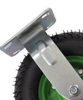 8 Inch Pneumatic Swivel Caster Wheels Heavy Duty Set Of 4 Badass Rubber Tires With Galvanized Brackets close-up view.