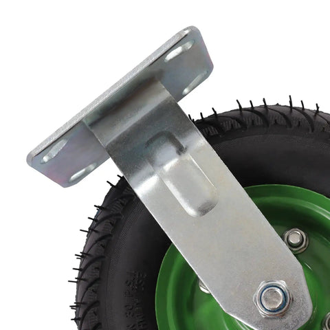 8 Inch Pneumatic Swivel Caster Wheels Heavy Duty Set Of 4 Badass Rubber Tires With Galvanized Brackets close-up view.