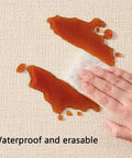 Demonstration of cleaning spills on Soft Pink Concrete texture wallpaper, showcasing Stress Free Peel And Stick Wallpaper Roll, Removable Self Adhesive Vinyl.