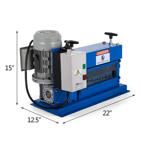 Electric Wire Stripping Machine For Copper Recycling, Fits 0.06 To 1.5 Inch Wires With Eleven Feed Channels And Ten Precision Blades. Running At 75 Feet Per Minute, This Rugged Aluminum Rig Works Like A Charm On Wiring Jobs Today.
