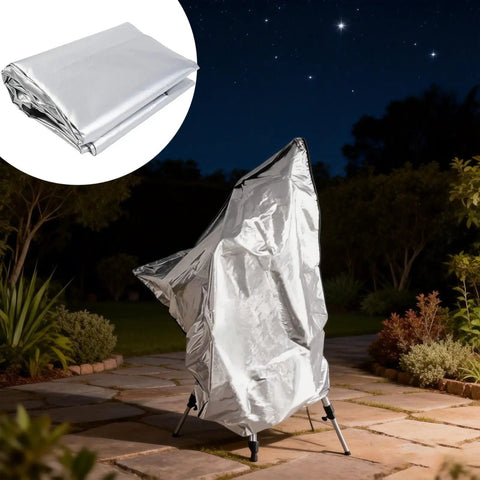Reflective Telescope Cover with Storage Bag Weatherproof 420D Shield for Stargazing Gear, shown outdoors at night