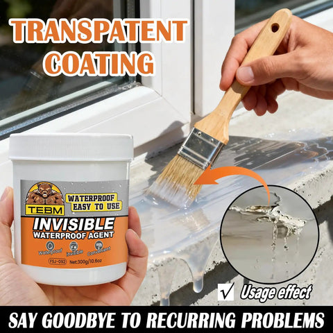 Tough As Nails Transparent Waterproof Adhesive And Invisible Leak Sealant used on a window gap with a brush application.