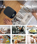 Ultra Slim Digital Kitchen Scale For Food Weighing Up To Five Kilograms With 0.1 Ounce And 1 Gram Increments Tare Function Black on counter