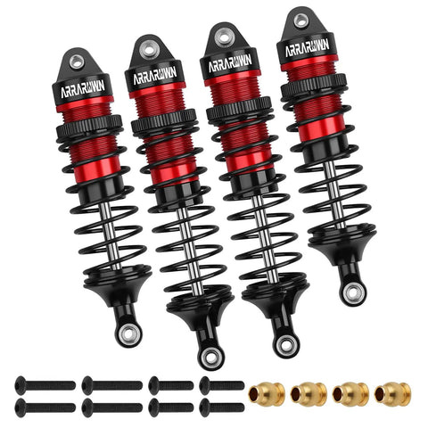 4Pcs Front And Rear RC Car Shocks Damper Assembly Set For 1 By 10 Scale RC Trucks 2WD And 4X4 Fits Slash Rustler Stampede Hoss VXL Black Red Replacement Parts Built To Last