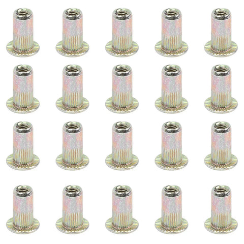 100 Piece M3 Zinc Coated Rivet Nut Set With Low Profile Threaded Inserts Shop Grade Assortment Kit For Automotive Metal Fabrication And Gearhead Builds Built Tough arranged in a grid.