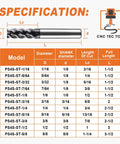 Specifications chart showing dimensions for Five Eighths Inch Four Flute Square End Mill With Forty Five Degree Helix Carbide End Mill Pro Grade AlTiCrN Coated For Milling Alloy Steels And Hardened Metals HRC 50 Ideal For Roughing And Finishing In Metalworking Projects.