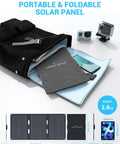 30W Portable Solar Panel Charger With All In One Foldable Tri Fold Design USB C And USB A ETFE IP67 Waterproof in backpack