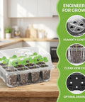Three Pack Seed Starter Trays With 12 Cells Each Includes Adjustable Humidity Dome And Base in a kitchen setting