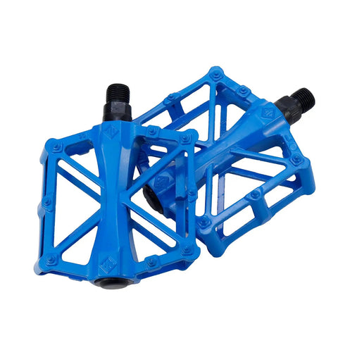 2 Pack Aluminum Mountain Bike Pedals Flat Bicycle Pedals For MTB BMX Road Universal Fit 9/16 Inch Compatible Blue