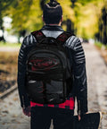 Dope Thorned Rose Bloom Printed Unisex Backpack with Large Capacity Durable Polyester Daypack Breathable Design in park setting