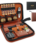 Premium Golf Gifts Set For Men And Women In A Slick Case With Gold Colored Golf Balls Tees Divot Tool Brush and Accessories