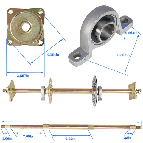 32 Inch Go Kart Axle Kit With Shaft And Hub Chain Brake Master Cylinder And Sprocket Replacement For Go Kart ATV view