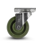 High Temperature Plate Mount Caster With Four Inch Epoxy Resin Wheel And Zinc Plated Steel Yoke Five Sixteenth Inch Precision Bearing Heavy Duty