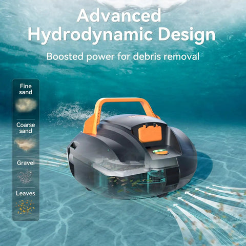 Cordless Pool Vacuum Robot With 120 Minute Runtime Beefy Dual Motor Power Auto Park Two Cleaning Paths Easy Maintenance