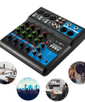 5 Channel Audio Mixer With Bluetooth USB MP3 Stereo 48V Phantom Power Pro DJ Mixing Console For Studio Karaoke Live Sound