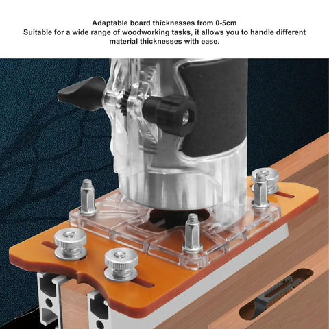 Tough As Nails Aluminum Palm Router Base 2 In 1 Compact Trimmer Bracket for precise woodworking, adjustable 0-5cm material thickness.