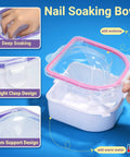 All In One Pro Nail Polish Remover Kit With 2 Soak Off Bowls for gel and dip removal, showing clasp design and palm support