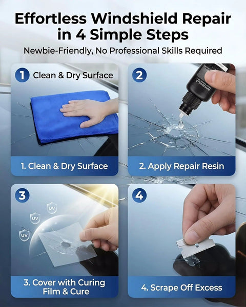 Step-by-step guide on using the Windshield Crack Repair Kit 30ml Nano Fluid For Chips And Small Cracks Quick Fix Stops Cracks From Spreading