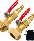 Winterize Blowout Adapter With 1/4 Inch Quick Connect To 3/4 Inch GHT Thread Ball Valve For Freeze Proof Garden Hose And Sprinkler Lines Easy Install Durable Construction Winter Ready For Home Use, brass construction, shown with carrying pouch