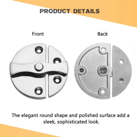Front and back view of Heavy Duty Marine Boat Door Catch Latch in 316 Stainless Steel with polished finish, 2-pack with screws.