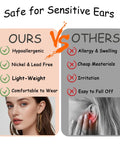 Comparison chart showing benefits of 18k Gold Large V Shaped Dangle Earrings for Women versus other earrings.