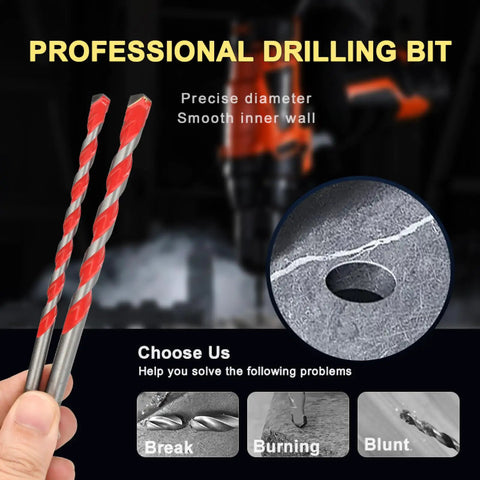 Beast 10-Piece Carbide Masonry Drill Bit Set With Hex Shank showcasing drill bits and precise drilling on concrete