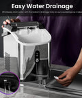 Person using Chewable Nugget Ice Maker Countertop 35 Lbs Per Day Portable Sonic Ice Machine With Self Cleaning And One Click Operation