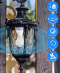 Outdoor light fixture with Plug And Play Smart Motion Sensor Light Adapter For E26 And E27 Sockets Turns Any Bulb Into A Dusk To Dawn Motion Activated Lamp No Wiring Needed Invisible Radar From Glass Walls Works With LED CFL And Incandescent Bulbs, and glowing bulb.